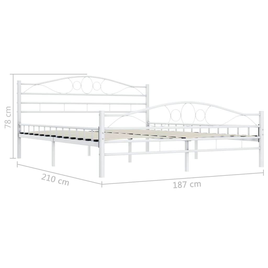 Bed Frame White Metal 180x200 cm- Beds & Bed Frames - HomeShopIreland - Home Shop Ireland - Beds & Bed Frames - Bed Frame White Metal 180x200 cm