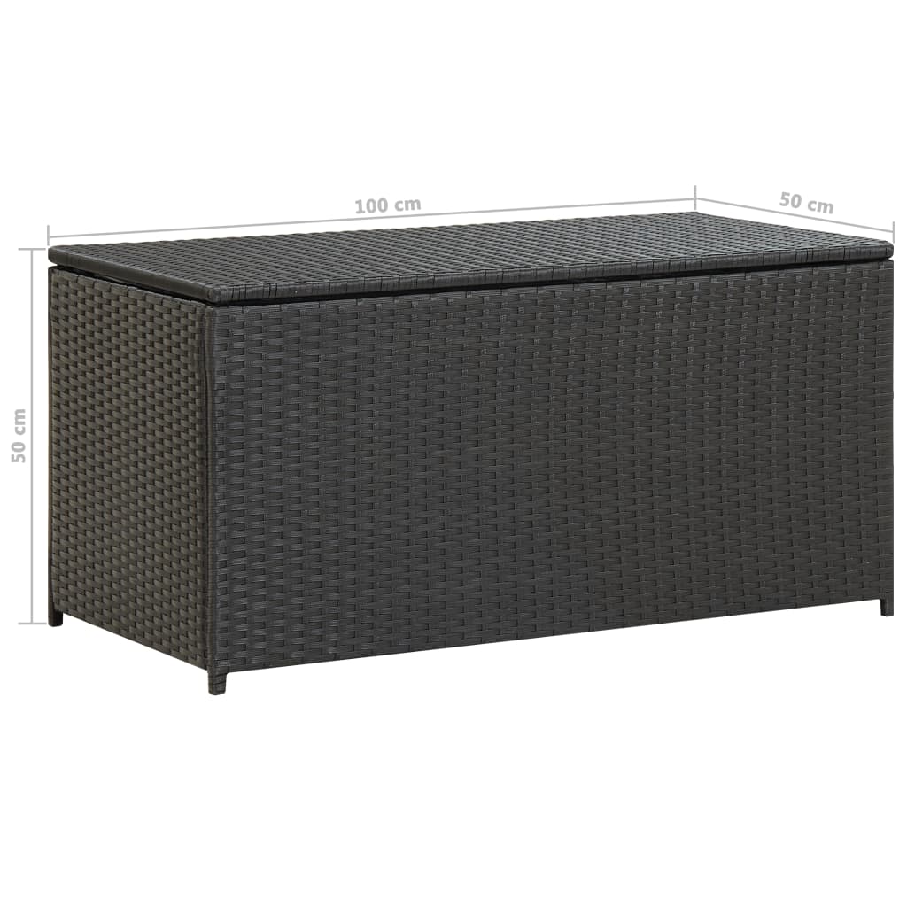 Garden Storage Box Poly Rattan 100x50x50 cm Black- Outdoor Storage Boxes - HomeShopIreland - Home Shop Ireland - Outdoor Storage Boxes - Garden Storage Box Poly Rattan 100x50x50 cm Black
