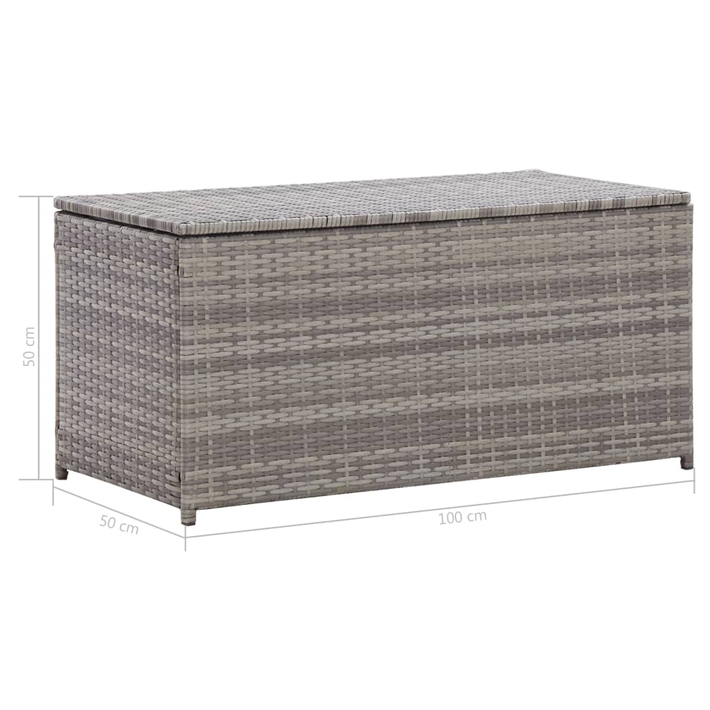 Garden Storage Box Poly Rattan 100x50x50 cm Grey- Outdoor Storage Boxes - HomeShopIreland - Home Shop Ireland - Outdoor Storage Boxes - Garden Storage Box Poly Rattan 100x50x50 cm Grey