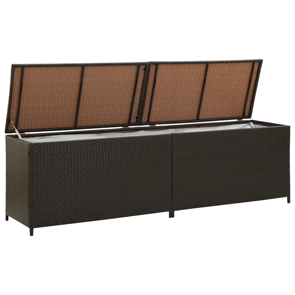 Garden Storage Box Poly Rattan 200x50x60 cm Brown- Outdoor Storage Boxes - HomeShopIreland - Home Shop Ireland - Outdoor Storage Boxes - Garden Storage Box Poly Rattan 200x50x60 cm Brown