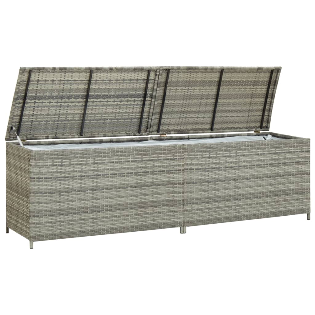 Garden Storage Box Poly Rattan 200x50x60 cm Grey- Outdoor Storage Boxes - HomeShopIreland - Home Shop Ireland - Outdoor Storage Boxes - Garden Storage Box Poly Rattan 200x50x60 cm Grey