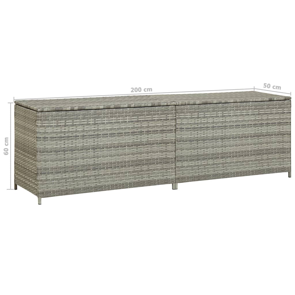 Garden Storage Box Poly Rattan 200x50x60 cm Grey- Outdoor Storage Boxes - HomeShopIreland - Home Shop Ireland - Outdoor Storage Boxes - Garden Storage Box Poly Rattan 200x50x60 cm Grey