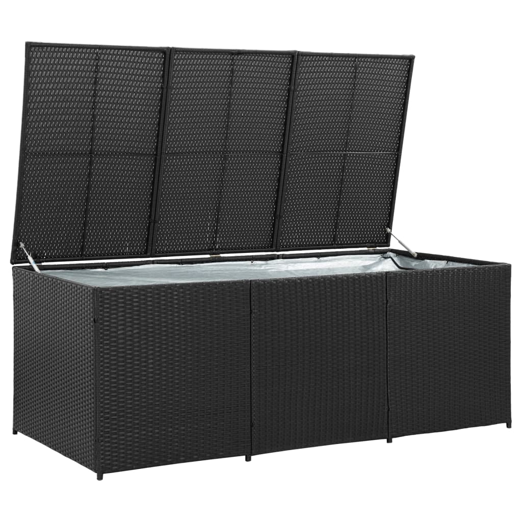 Garden Storage Box Poly Rattan 180x90x75 cm Black- Outdoor Storage Boxes - HomeShopIreland - Home Shop Ireland - Outdoor Storage Boxes - Garden Storage Box Poly Rattan 180x90x75 cm Black
