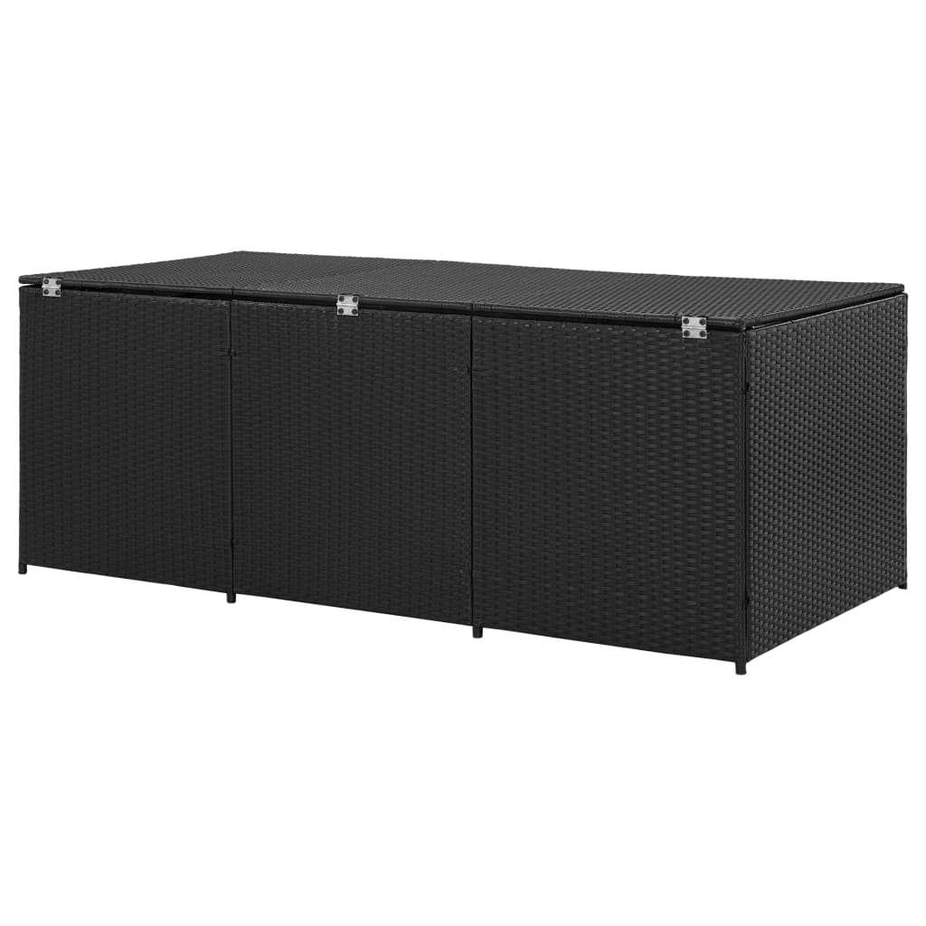 Garden Storage Box Poly Rattan 180x90x75 cm Black- Outdoor Storage Boxes - HomeShopIreland - Home Shop Ireland - Outdoor Storage Boxes - Garden Storage Box Poly Rattan 180x90x75 cm Black