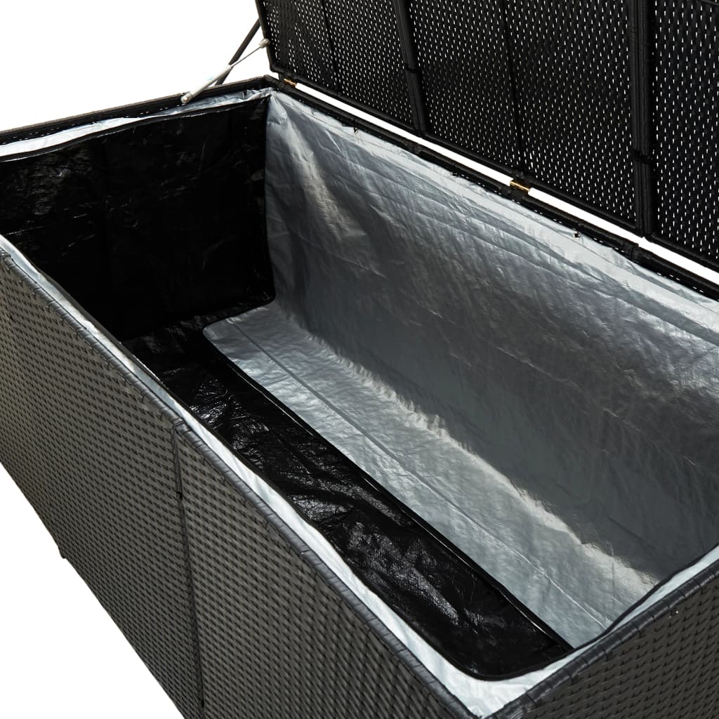 Garden Storage Box Poly Rattan 180x90x75 cm Black- Outdoor Storage Boxes - HomeShopIreland - Home Shop Ireland - Outdoor Storage Boxes - Garden Storage Box Poly Rattan 180x90x75 cm Black