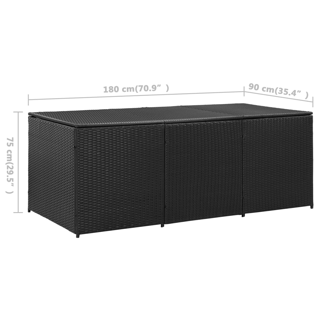 Garden Storage Box Poly Rattan 180x90x75 cm Black- Outdoor Storage Boxes - HomeShopIreland - Home Shop Ireland - Outdoor Storage Boxes - Garden Storage Box Poly Rattan 180x90x75 cm Black