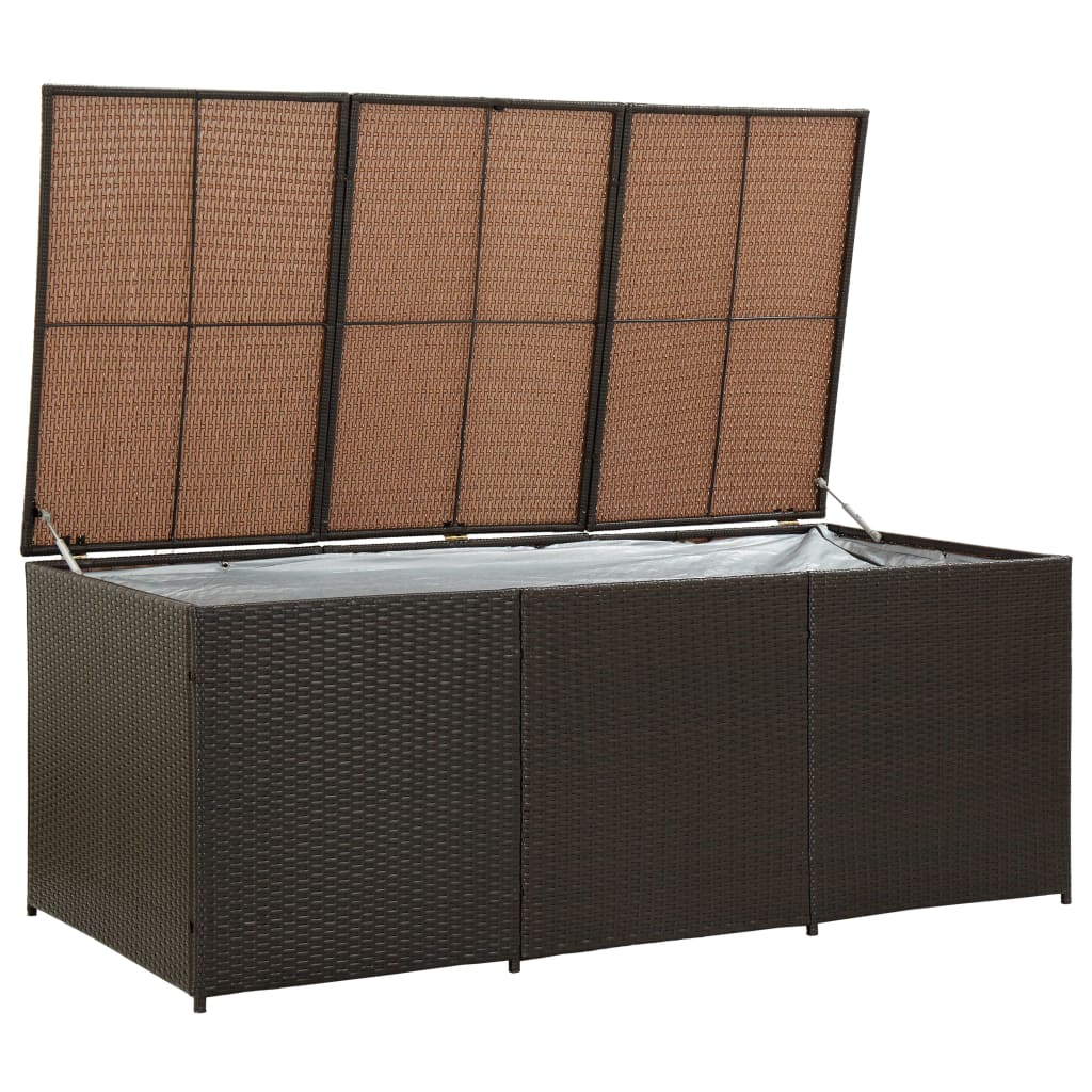 Garden Storage Box Poly Rattan 180x90x75 cm Brown- Outdoor Storage Boxes - HomeShopIreland - Home Shop Ireland - Outdoor Storage Boxes - Garden Storage Box Poly Rattan 180x90x75 cm Brown