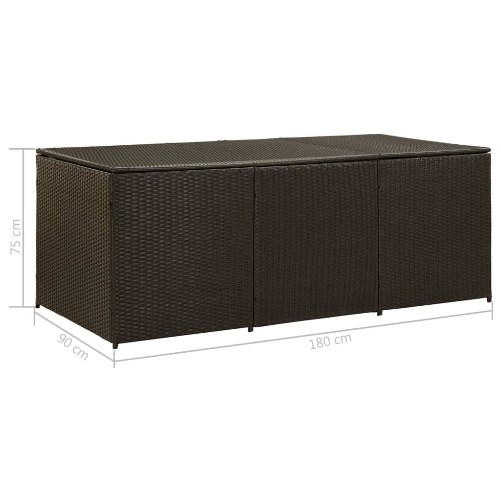 Garden Storage Box Poly Rattan 180x90x75 cm Brown- Outdoor Storage Boxes - HomeShopIreland - Home Shop Ireland - Outdoor Storage Boxes - Garden Storage Box Poly Rattan 180x90x75 cm Brown