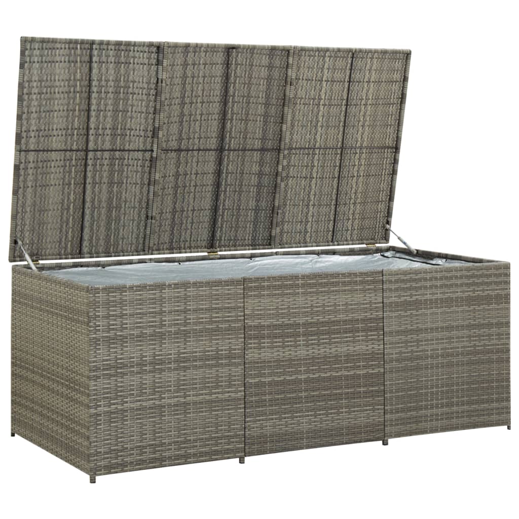 Garden Storage Box Poly Rattan 180x90x75 cm Grey- Outdoor Storage Boxes - HomeShopIreland - Home Shop Ireland - Outdoor Storage Boxes - Garden Storage Box Poly Rattan 180x90x75 cm Grey