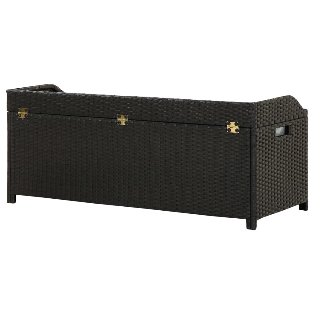 Garden Storage Bench 120 cm Poly Rattan Black- Outdoor Benches - HomeShopIreland - Home Shop Ireland - Outdoor Benches - Garden Storage Bench 120 cm Poly Rattan Black