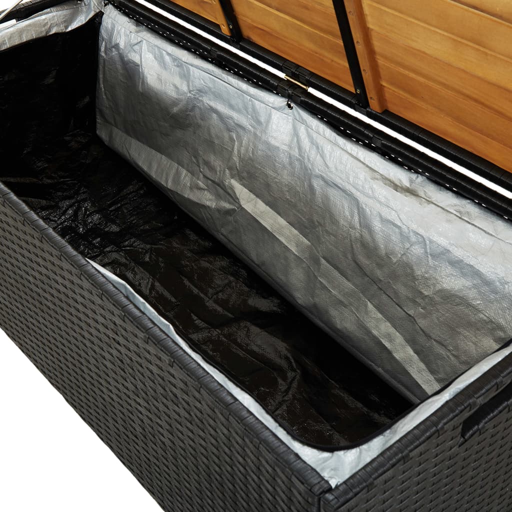 Garden Storage Bench 120 cm Poly Rattan Black- Outdoor Benches - HomeShopIreland - Home Shop Ireland - Outdoor Benches - Garden Storage Bench 120 cm Poly Rattan Black