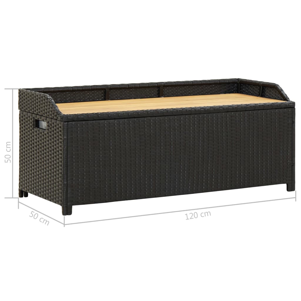 Garden Storage Bench 120 cm Poly Rattan Black- Outdoor Benches - HomeShopIreland - Home Shop Ireland - Outdoor Benches - Garden Storage Bench 120 cm Poly Rattan Black