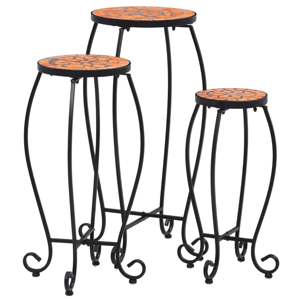 Mosaic Tables 3 pcs Terracotta Ceramic- Plant Stands - HomeShopIreland - Home Shop Ireland - Plant Stands - Mosaic Tables 3 pcs Terracotta Ceramic