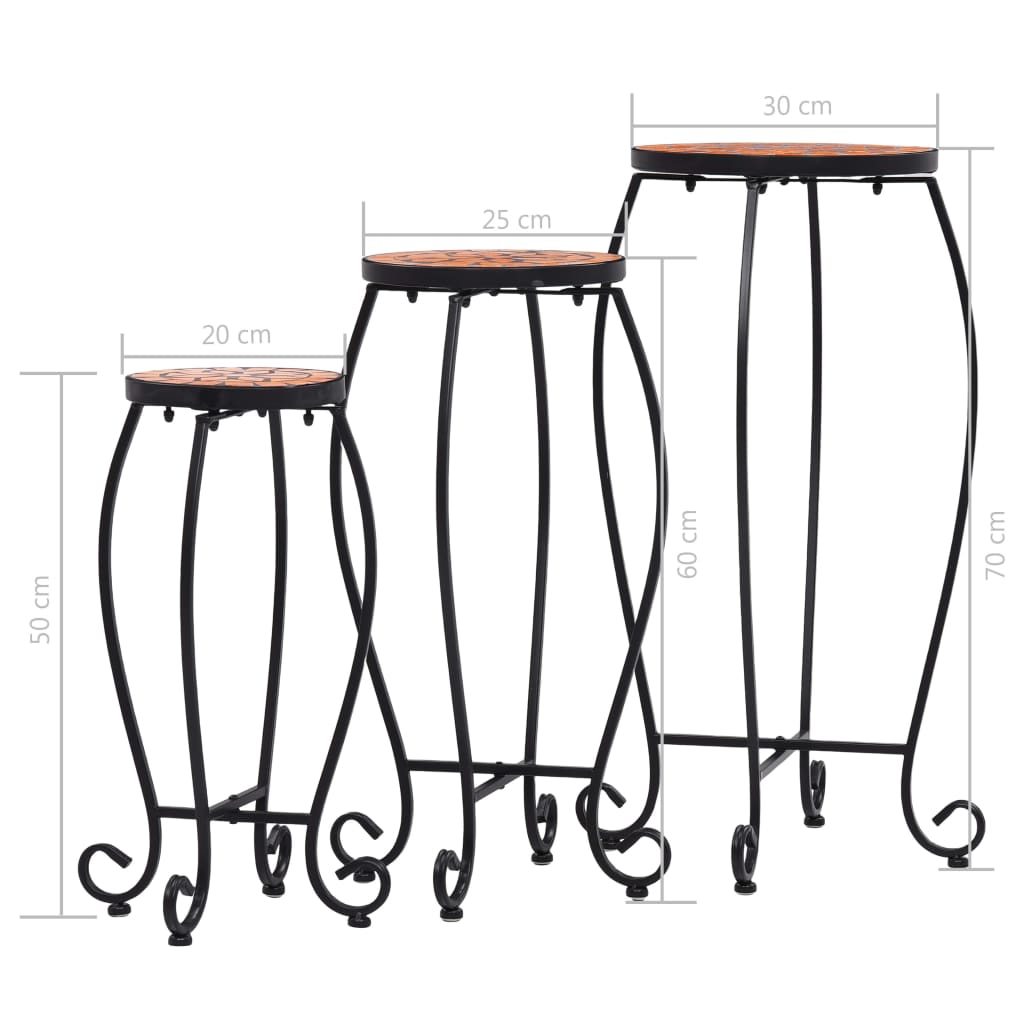 Mosaic Tables 3 pcs Terracotta Ceramic- Plant Stands - HomeShopIreland - Home Shop Ireland - Plant Stands - Mosaic Tables 3 pcs Terracotta Ceramic