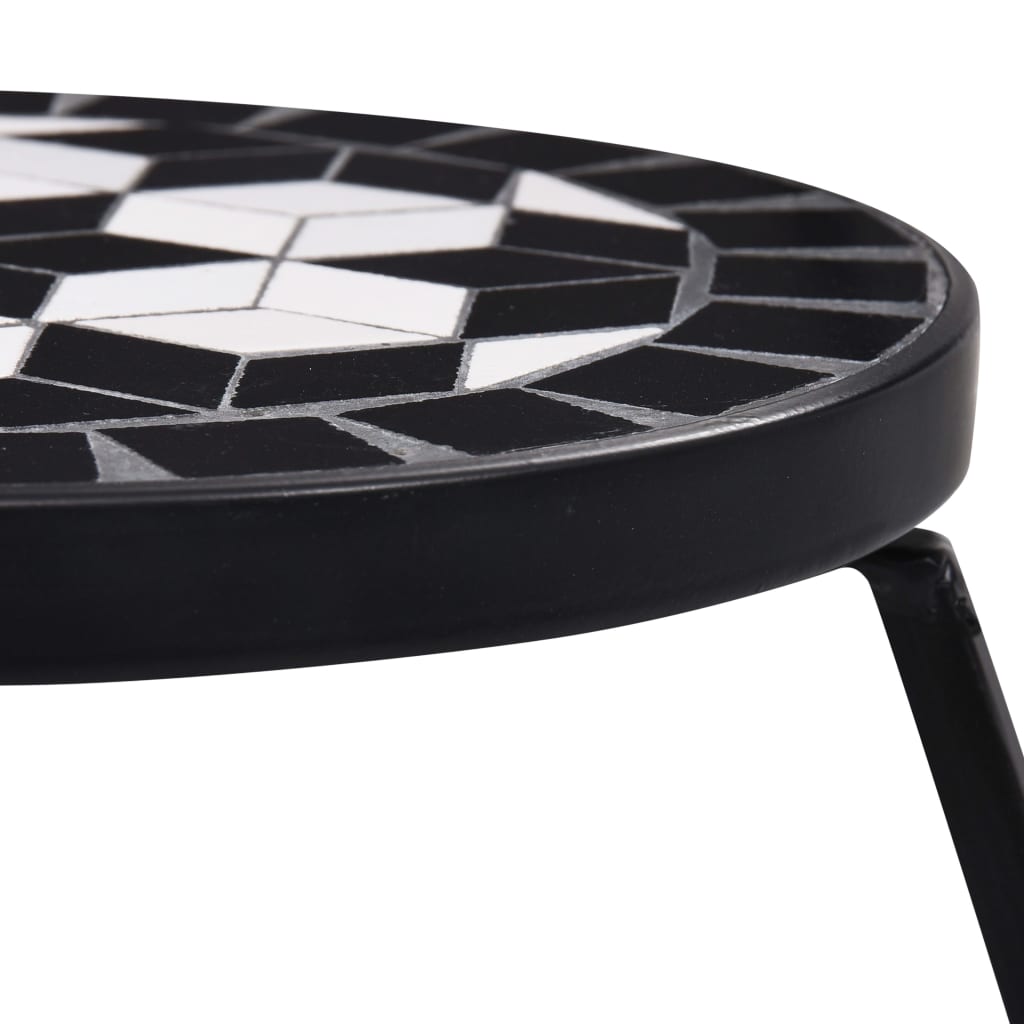 Mosaic Tables 3 pcs Black and White Ceramic- Plant Stands - HomeShopIreland - Home Shop Ireland - Plant Stands - Mosaic Tables 3 pcs Black and White Ceramic