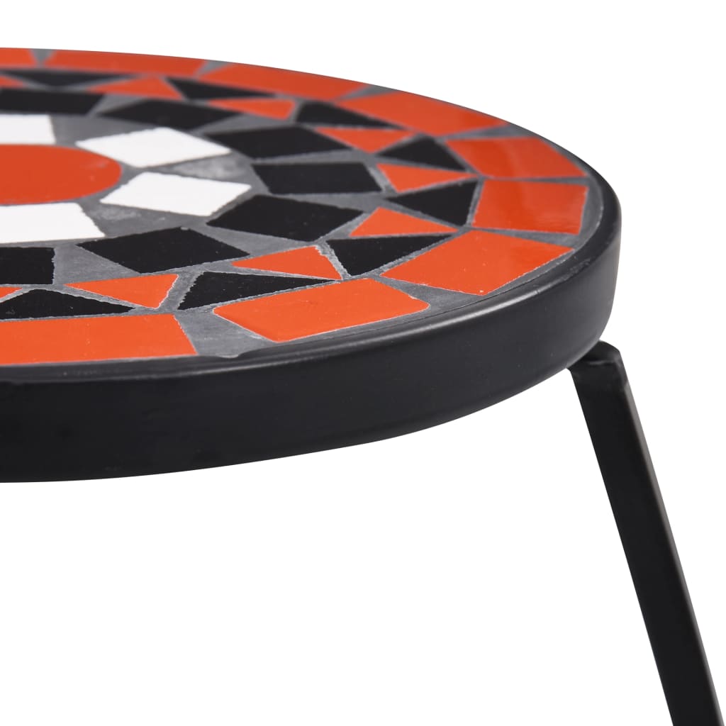 Mosaic Tables 3 pcs Terracotta and White Ceramic- Plant Stands - HomeShopIreland - Home Shop Ireland - Plant Stands - Mosaic Tables 3 pcs Terracotta and White Ceramic