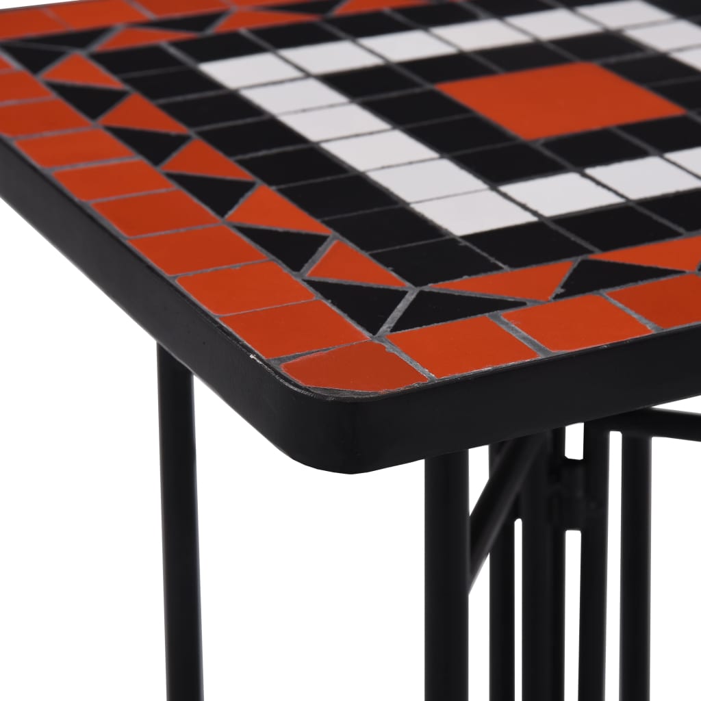 Mosaic Side Table Terracotta and White Ceramic- Plant Stands - HomeShopIreland - Home Shop Ireland - Plant Stands - Mosaic Side Table Terracotta and White Ceramic