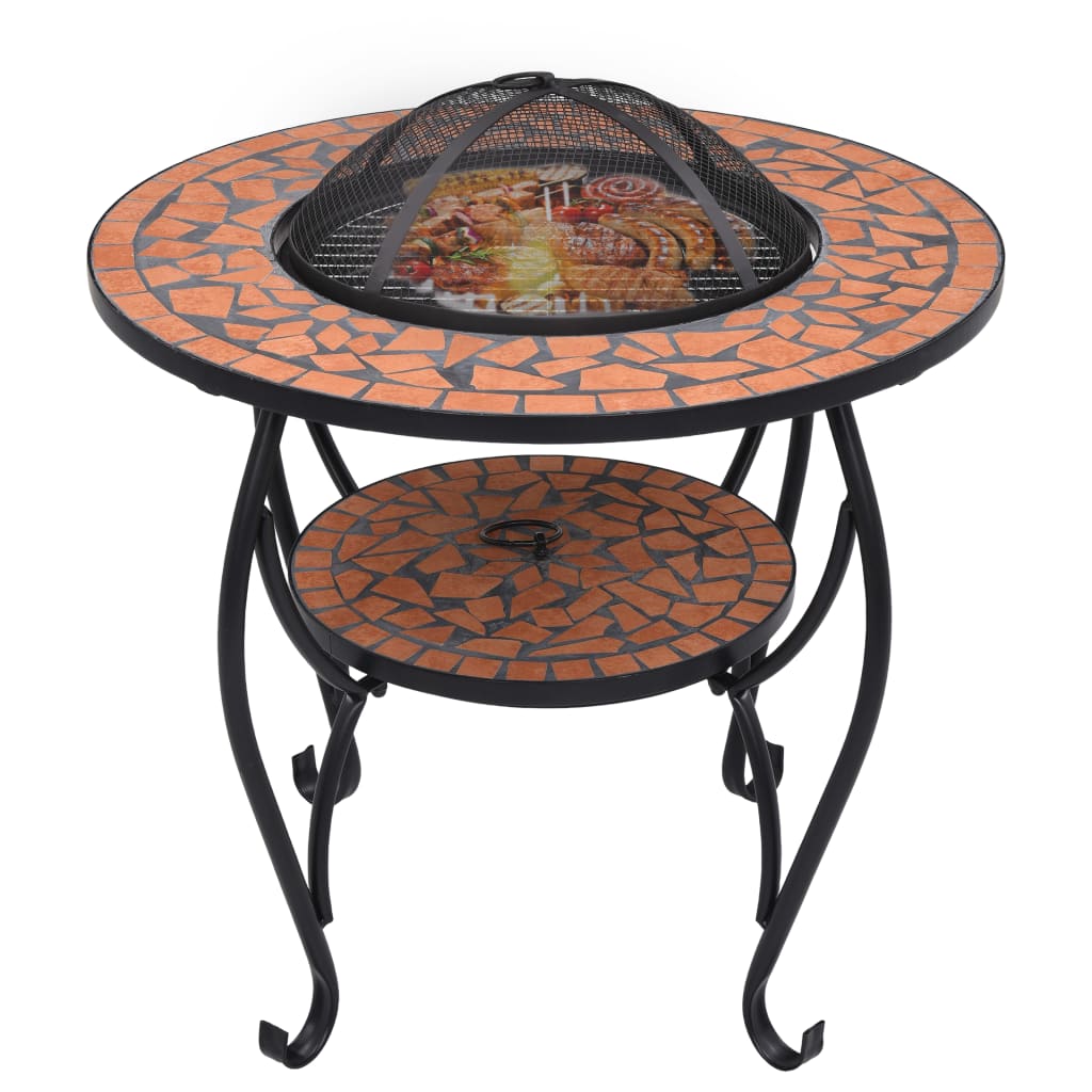 Mosaic Fire Pit Table Terracotta 68 cm Ceramic- Fireplaces - HomeShopIreland - Home Shop Ireland - Fireplaces - Mosaic Fire Pit Table Terracotta 68 cm Ceramic