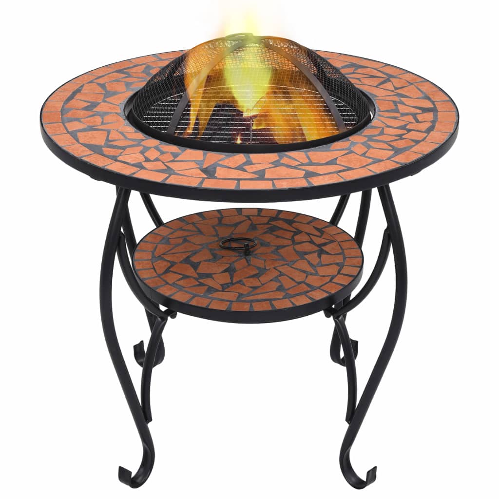 Mosaic Fire Pit Table Terracotta 68 cm Ceramic- Fireplaces - HomeShopIreland - Home Shop Ireland - Fireplaces - Mosaic Fire Pit Table Terracotta 68 cm Ceramic