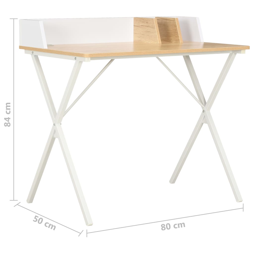 Desk White and Natural 80x50x84 cm- Desks - HomeShopIreland - Home Shop Ireland - Desks - Desk White and Natural 80x50x84 cm
