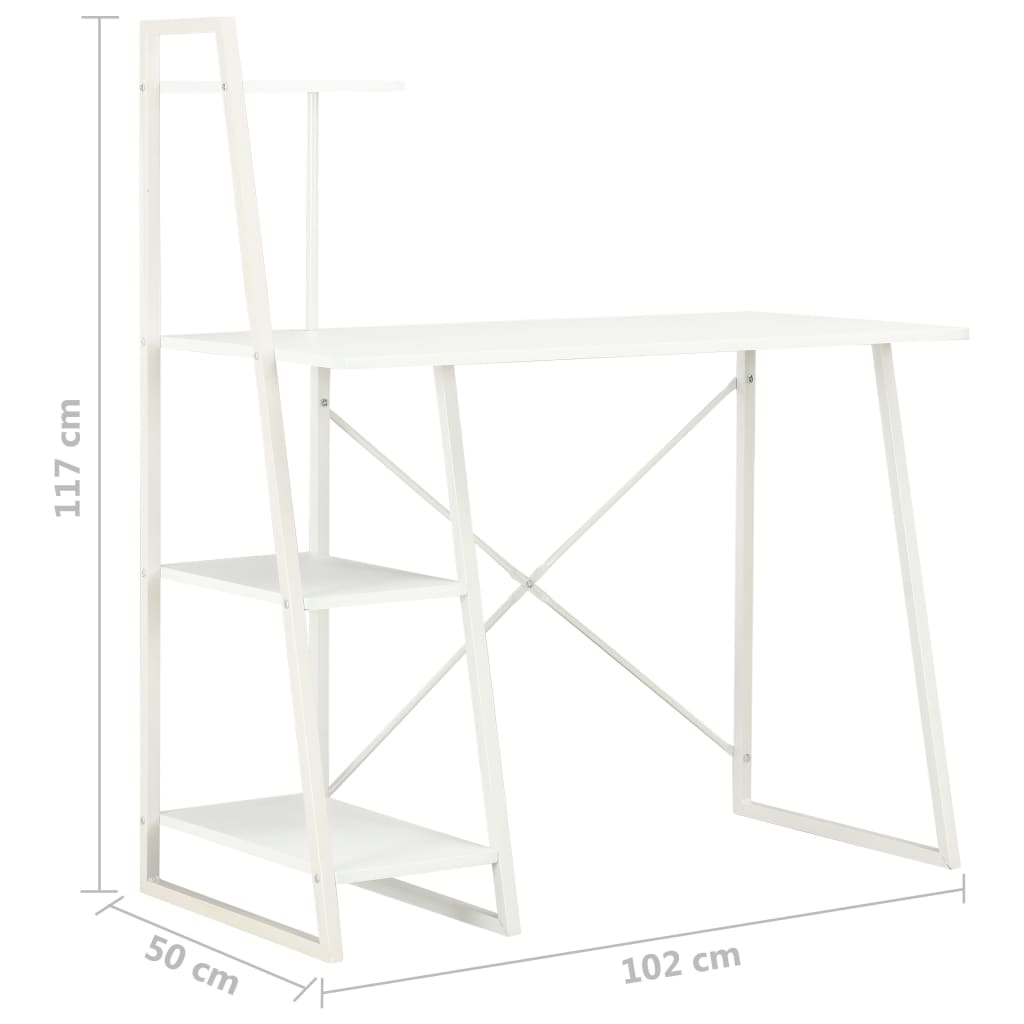 Desk with Shelving Unit White 102x50x117 cm- Desks - HomeShopIreland - Home Shop Ireland - Desks - Desk with Shelving Unit White 102x50x117 cm