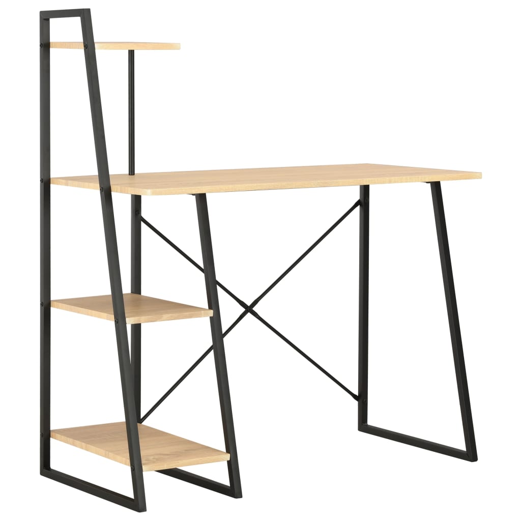 Desk with Shelving Unit Black and Oak 102x50x117 cm- Desks - HomeShopIreland - Home Shop Ireland - Desks - Desk with Shelving Unit Black and Oak 102x50x117 cm