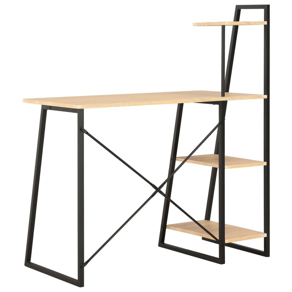 Desk with Shelving Unit Black and Oak 102x50x117 cm- Desks - HomeShopIreland - Home Shop Ireland - Desks - Desk with Shelving Unit Black and Oak 102x50x117 cm