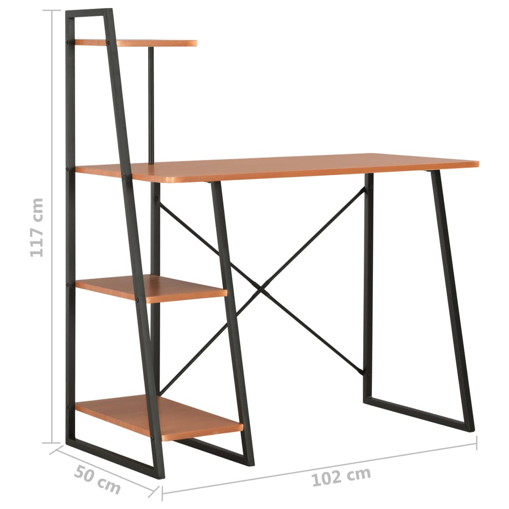 Desk with Shelving Unit Black and Brown 102x50x117 cm- Desks - HomeShopIreland - Home Shop Ireland - Desks - Desk with Shelving Unit Black and Brown 102x50x117 cm