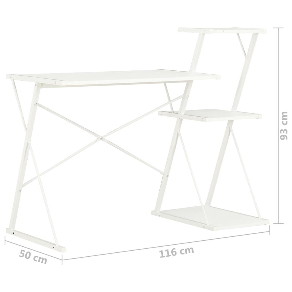 Desk with Shelf White 116x50x93 cm- Desks - HomeShopIreland - Home Shop Ireland - Desks - Desk with Shelf White 116x50x93 cm
