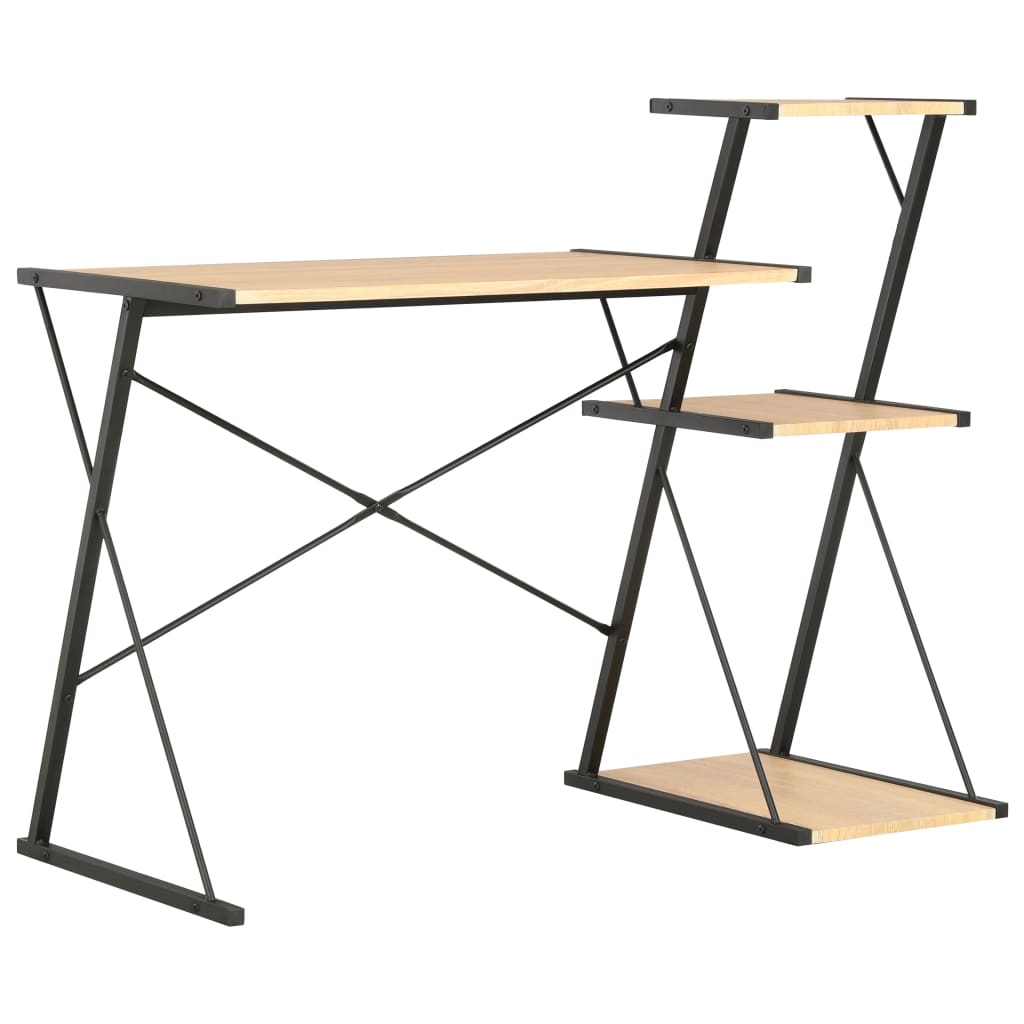Desk with Shelf Black and Oak 116x50x93 cm- Desks - HomeShopIreland - Home Shop Ireland - Desks - Desk with Shelf Black and Oak 116x50x93 cm