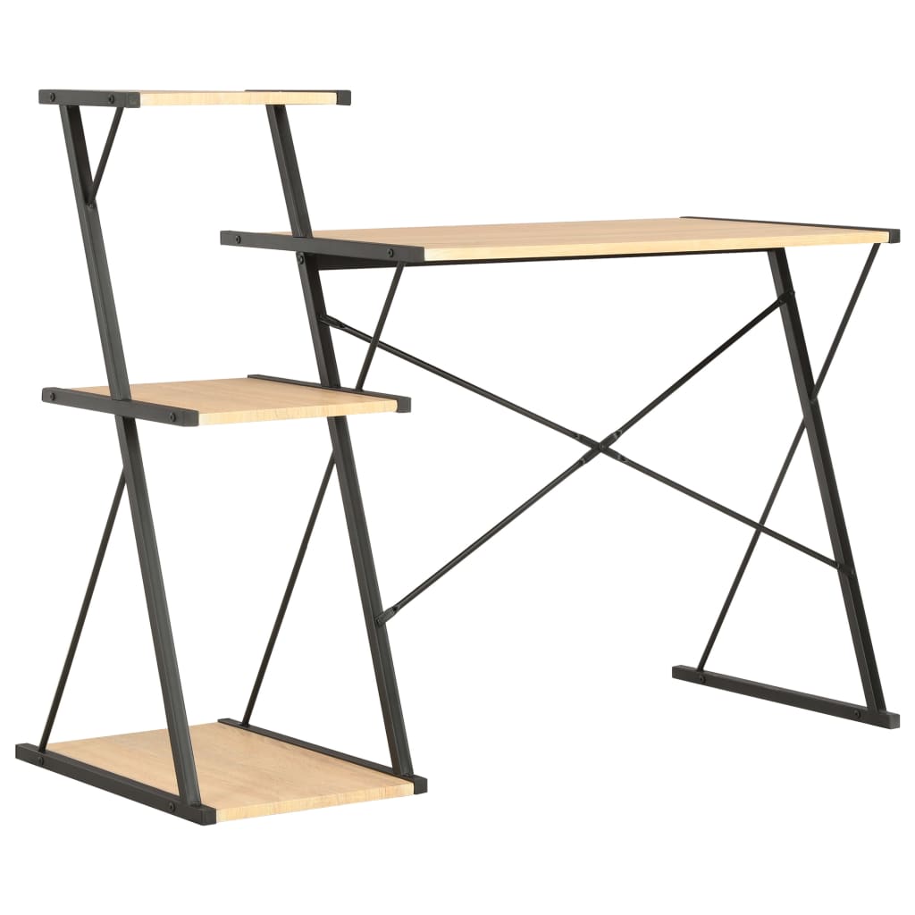 Desk with Shelf Black and Oak 116x50x93 cm- Desks - HomeShopIreland - Home Shop Ireland - Desks - Desk with Shelf Black and Oak 116x50x93 cm