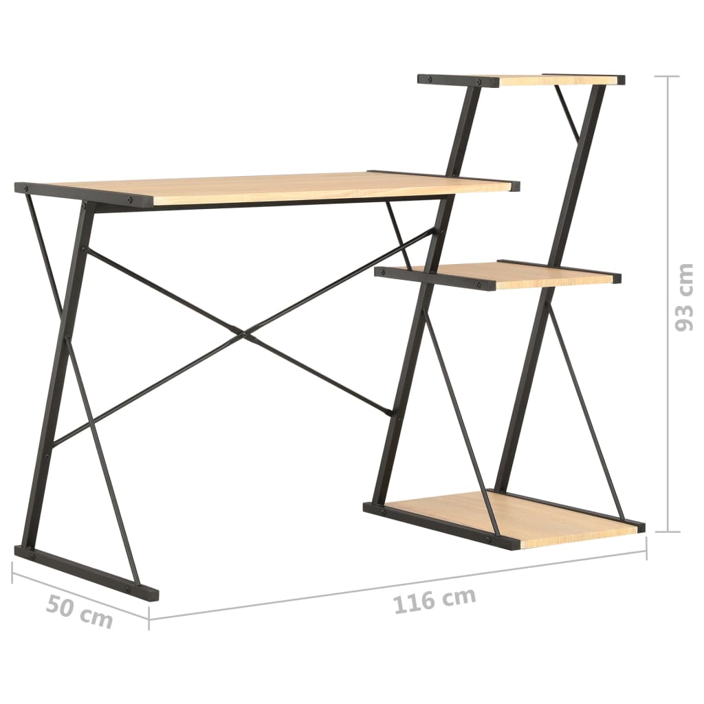 Desk with Shelf Black and Oak 116x50x93 cm- Desks - HomeShopIreland - Home Shop Ireland - Desks - Desk with Shelf Black and Oak 116x50x93 cm