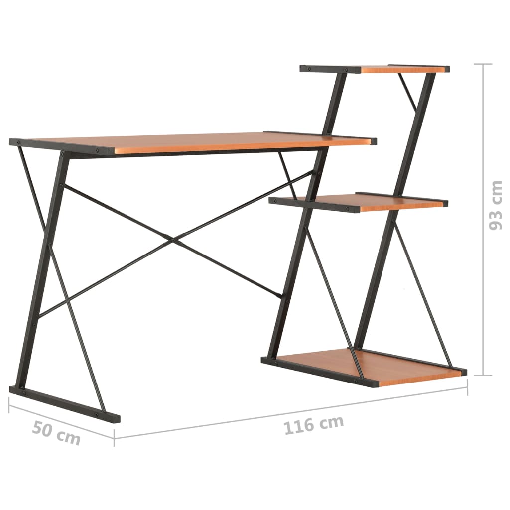 Desk with Shelf Black and Brown 116x50x93 cm- Desks - HomeShopIreland - Home Shop Ireland - Desks - Desk with Shelf Black and Brown 116x50x93 cm