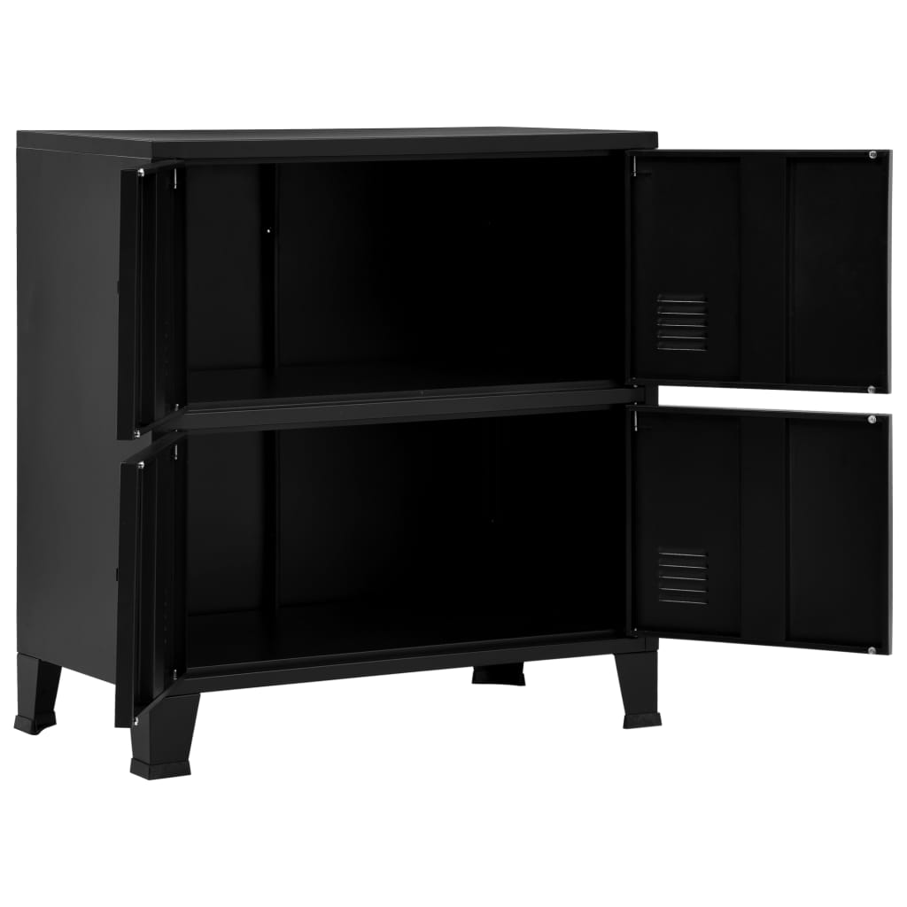 Filing Cabinet with 4 Doors Industrial Black 75x40x80 cm Steel- Filing Cabinets - HomeShopIreland - Home Shop Ireland - Filing Cabinets - Filing Cabinet with 4 Doors Industrial Black 75x40x80 cm Steel