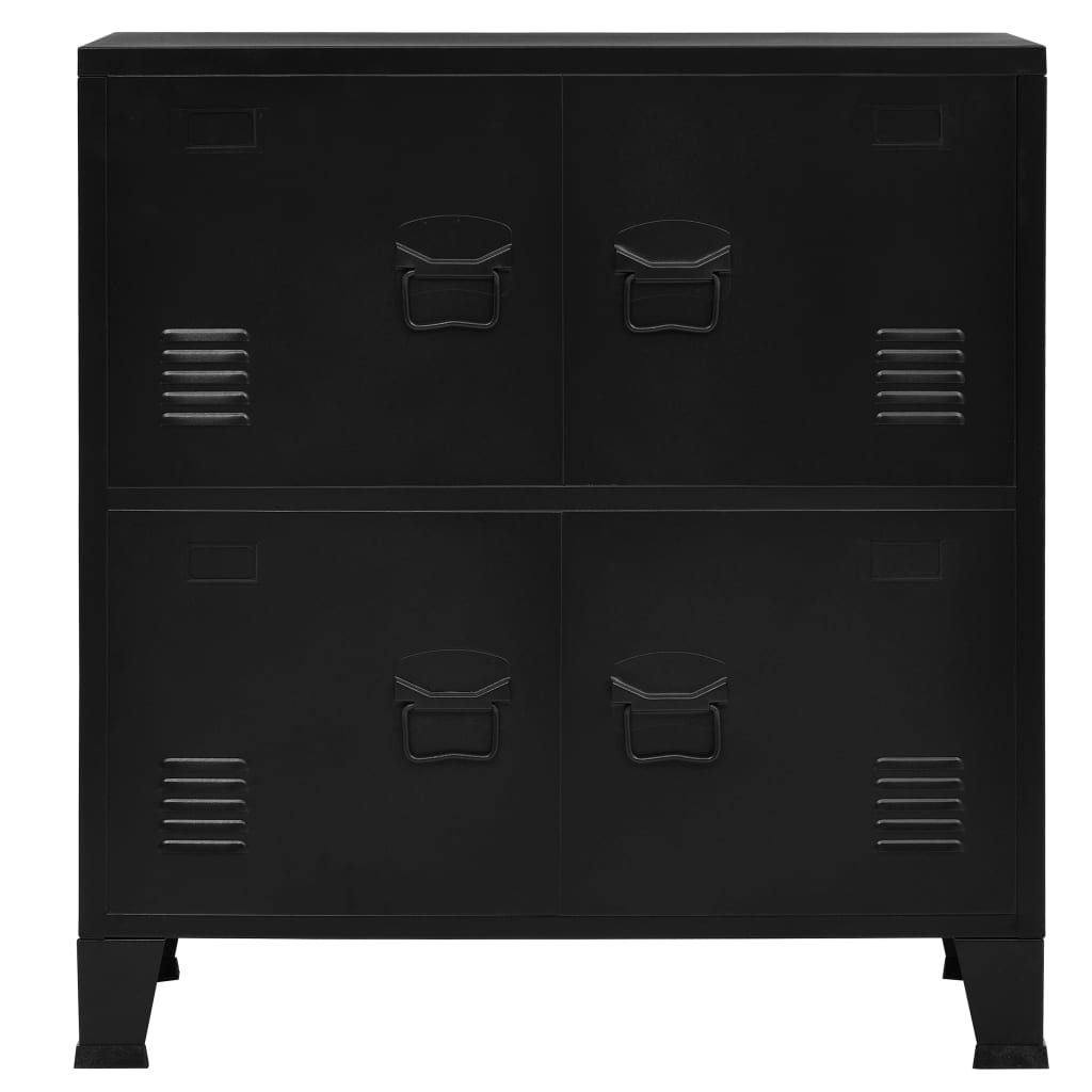 Filing Cabinet with 4 Doors Industrial Black 75x40x80 cm Steel- Filing Cabinets - HomeShopIreland - Home Shop Ireland - Filing Cabinets - Filing Cabinet with 4 Doors Industrial Black 75x40x80 cm Steel