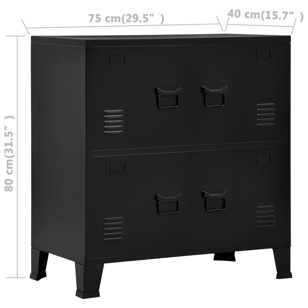 Filing Cabinet with 4 Doors Industrial Black 75x40x80 cm Steel- Filing Cabinets - HomeShopIreland - Home Shop Ireland - Filing Cabinets - Filing Cabinet with 4 Doors Industrial Black 75x40x80 cm Steel