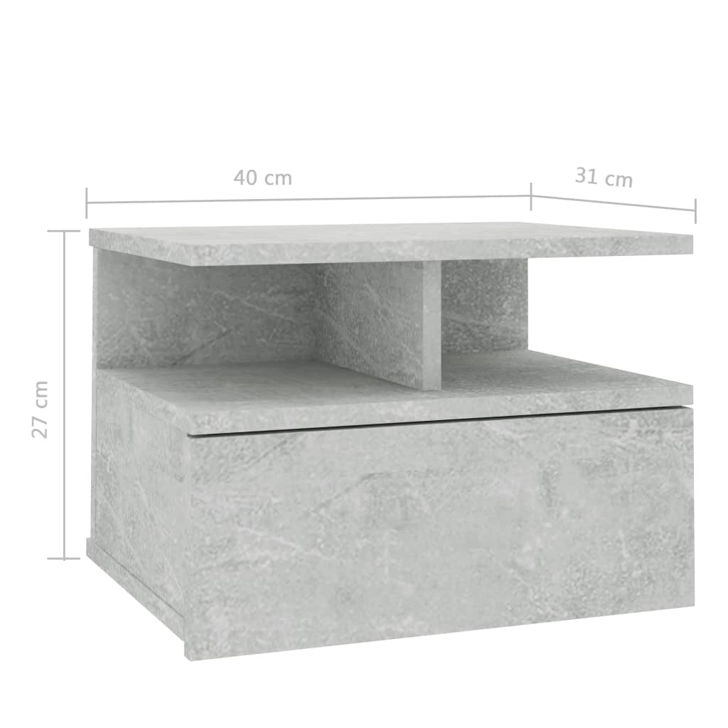 Floating Nightstand Concrete Grey 40x31x27cm Chipboard- Bedside Tables - HomeShopIreland - Home Shop Ireland - Bedside Tables - Floating Nightstand Concrete Grey 40x31x27cm Chipboard