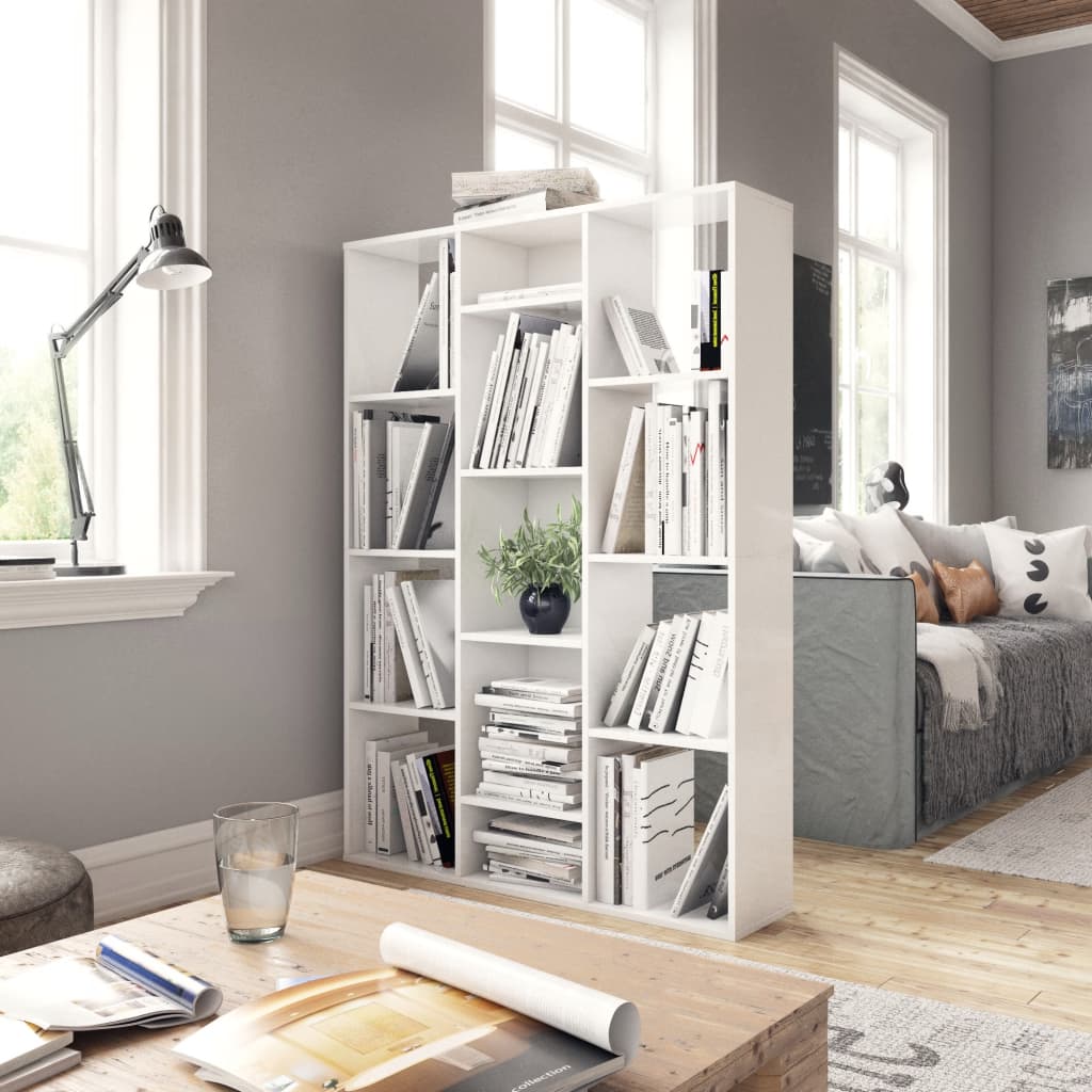 Room Divider/Book Cabinet High Gloss White 100x24x140 cm Chipboard- Room Dividers - HomeShopIreland - Home Shop Ireland - Room Dividers - Room Divider/Book Cabinet High Gloss White 100x24x140 cm Chipboard
