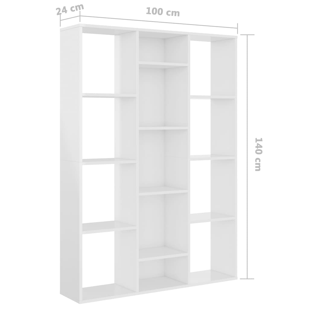 Room Divider/Book Cabinet High Gloss White 100x24x140 cm Chipboard- Room Dividers - HomeShopIreland - Home Shop Ireland - Room Dividers - Room Divider/Book Cabinet High Gloss White 100x24x140 cm Chipboard