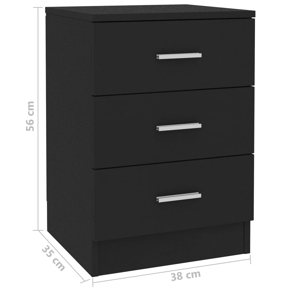 Bedside Cabinet Black 38x35x56 cm Chipboard- Bedside Tables - HomeShopIreland - Home Shop Ireland - Bedside Tables - Bedside Cabinet Black 38x35x56 cm Chipboard