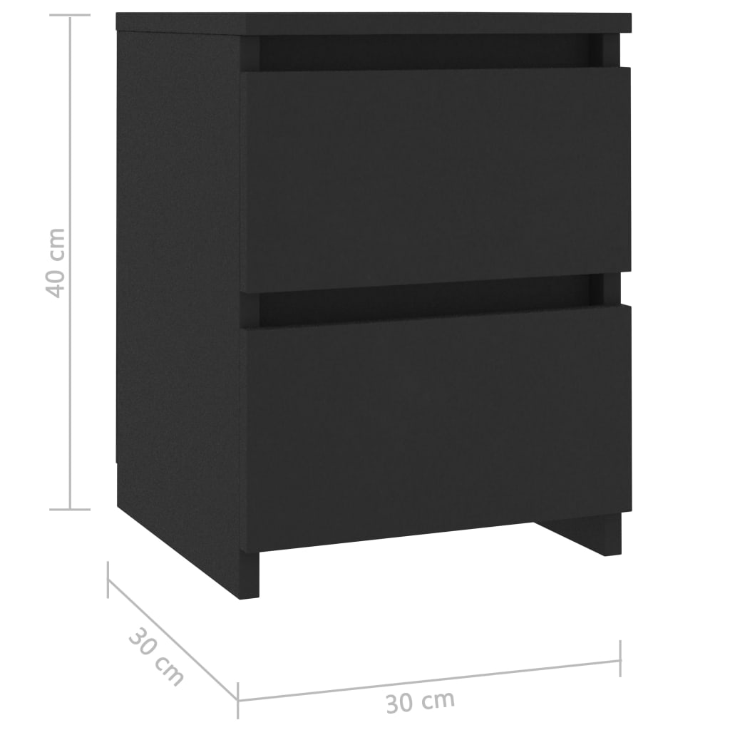 Bedside Cabinets 2 pcs Black 30x30x40 cm Chipboard- Bedside Tables - HomeShopIreland - Home Shop Ireland - Bedside Tables - Bedside Cabinets 2 pcs Black 30x30x40 cm Chipboard