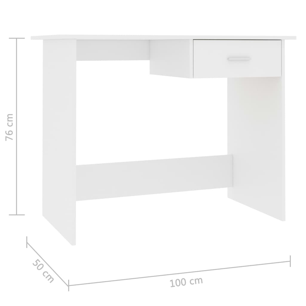 Desk White 100x50x76 cm Chipboard- Desks - HomeShopIreland - Home Shop Ireland - Desks - Desk White 100x50x76 cm Chipboard