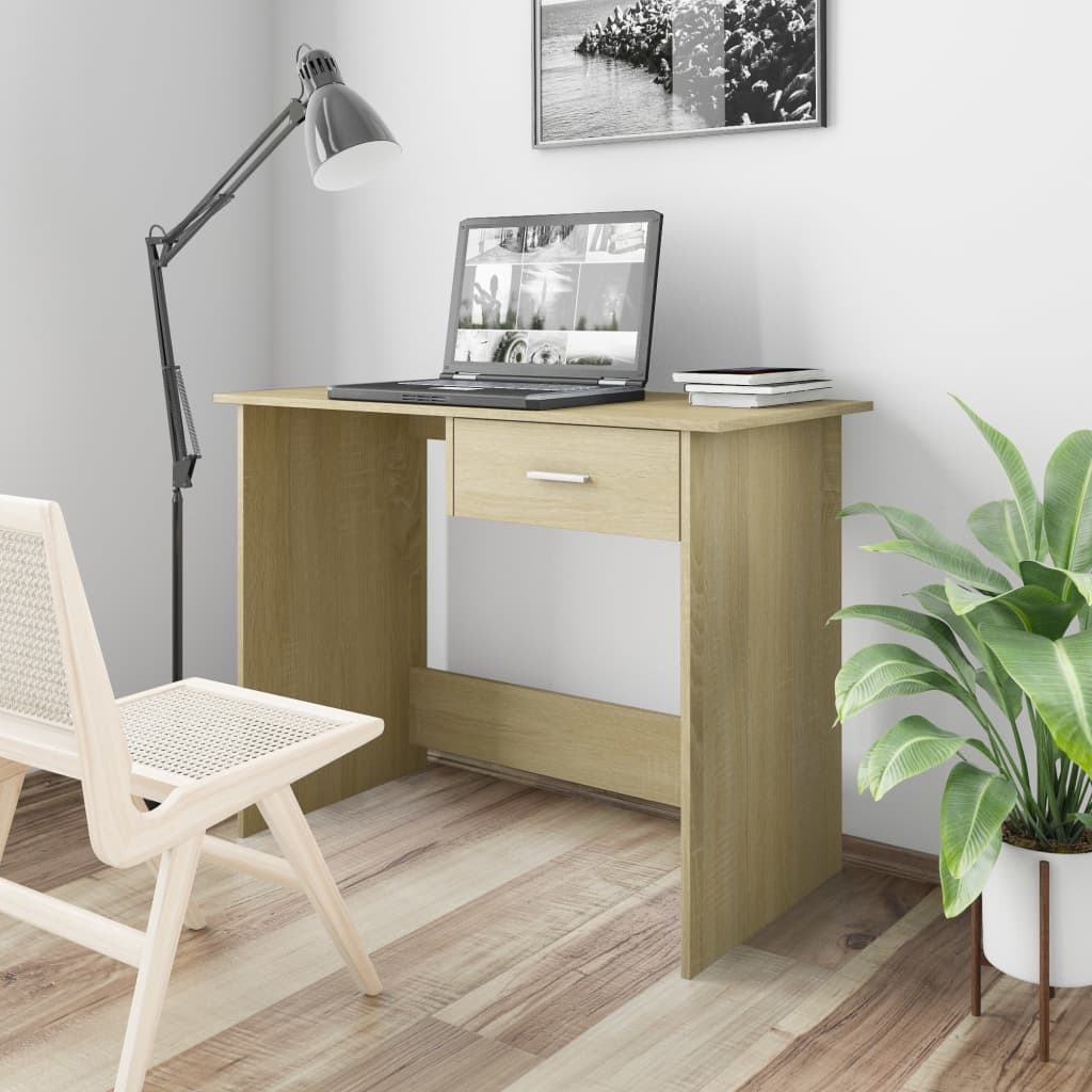Desk Sonoma Oak 100x50x76 cm Chipboard- Desks - HomeShopIreland - Home Shop Ireland - Desks - Desk Sonoma Oak 100x50x76 cm Chipboard