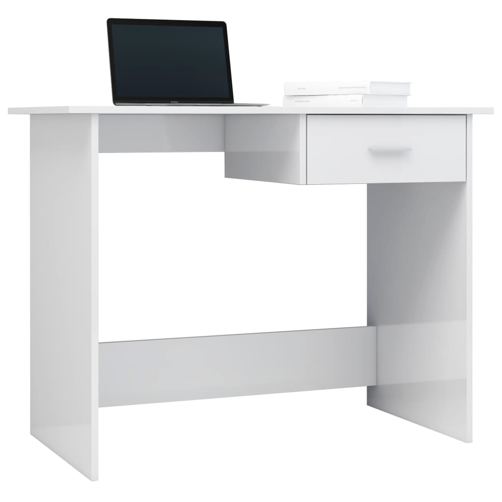 Desk High Gloss White 100x50x76 cm Chipboard- Desks - HomeShopIreland - Home Shop Ireland - Desks - Desk High Gloss White 100x50x76 cm Chipboard