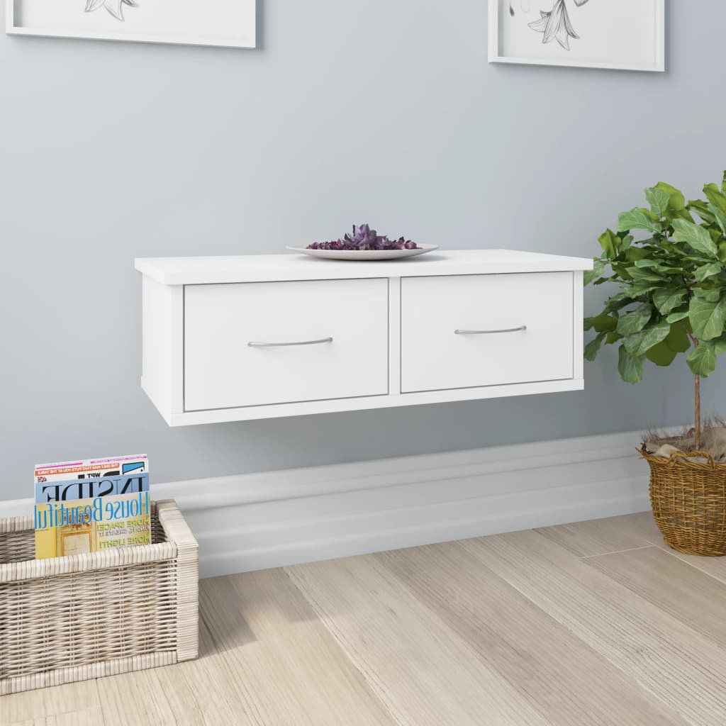 Wall-mounted Drawer Shelf White 60x26x18.5 cm Chipboard- Wall Shelves & Ledges - HomeShopIreland - Home Shop Ireland - Wall Shelves & Ledges - Wall-mounted Drawer Shelf White 60x26x18.5 cm Chipboard
