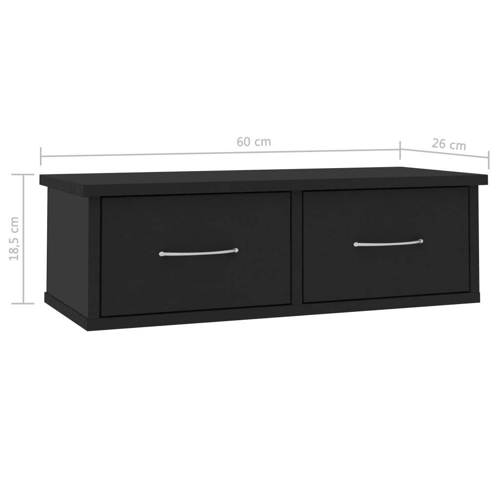 Wall-mounted Drawer Shelf Black 60x26x18.5 cm Chipboard- Wall Shelves & Ledges - HomeShopIreland - Home Shop Ireland - Wall Shelves & Ledges - Wall-mounted Drawer Shelf Black 60x26x18.5 cm Chipboard