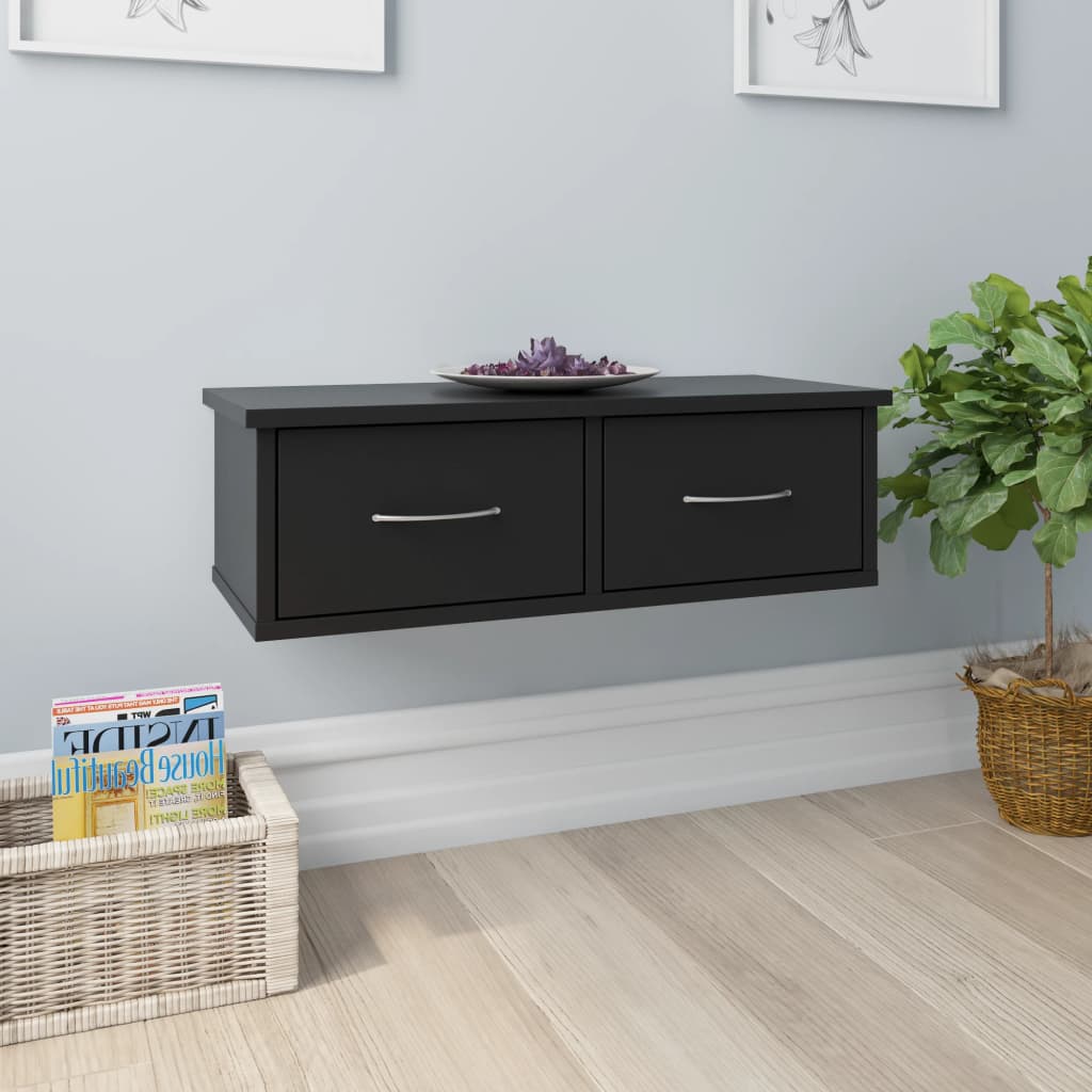 Wall-mounted Drawer Shelf Black 60x26x18.5 cm Chipboard- Wall Shelves & Ledges - HomeShopIreland - Home Shop Ireland - Wall Shelves & Ledges - Wall-mounted Drawer Shelf Black 60x26x18.5 cm Chipboard