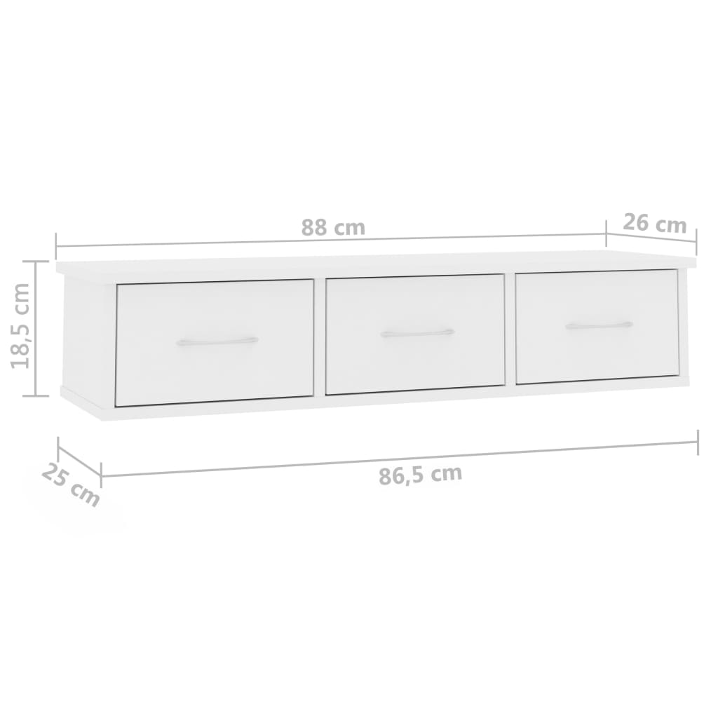 Wall-mounted Drawer Shelf White 88x26x18.5 cm Chipboard- Wall Shelves & Ledges - HomeShopIreland - Home Shop Ireland - Wall Shelves & Ledges - Wall-mounted Drawer Shelf White 88x26x18.5 cm Chipboard