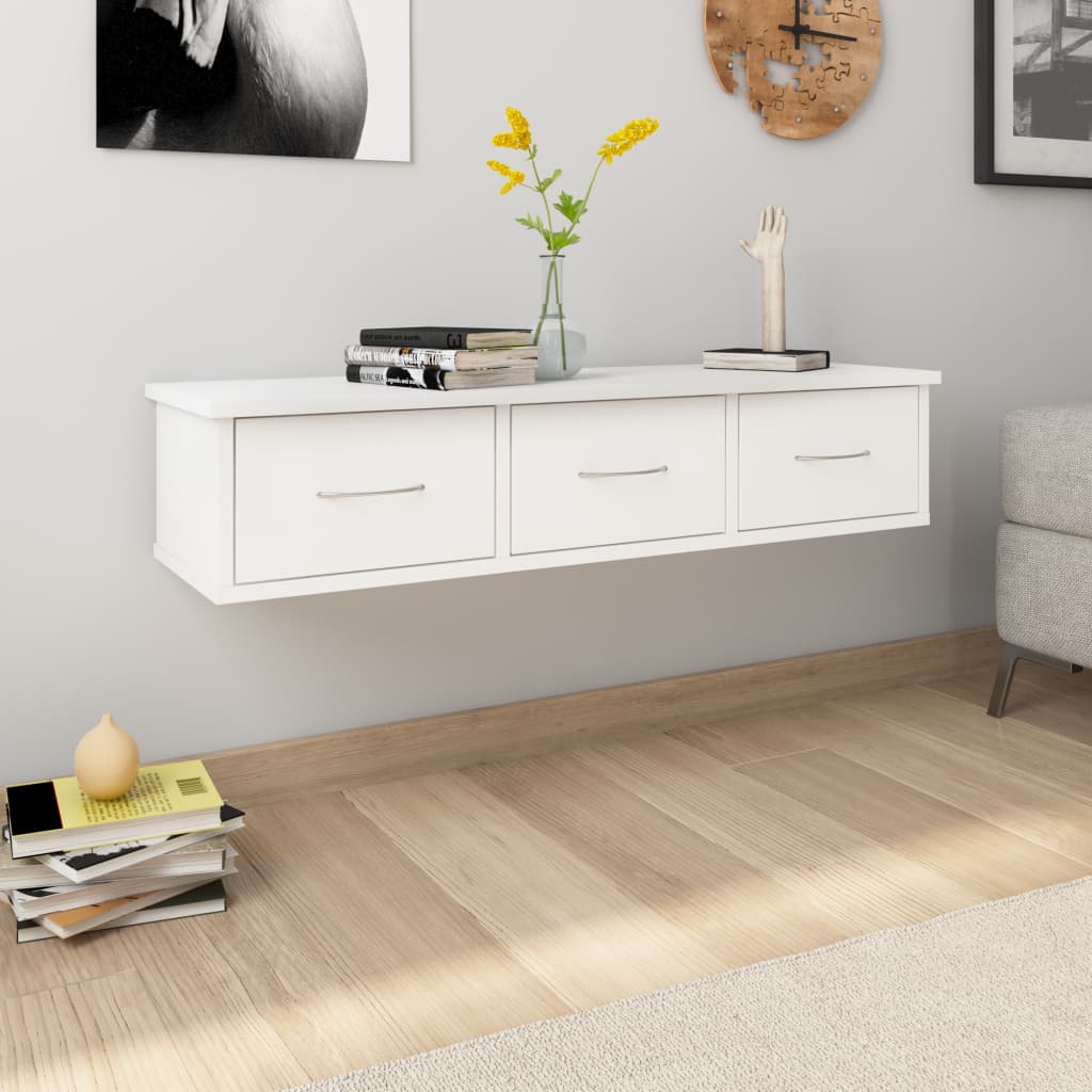 Wall-mounted Drawer Shelf White 88x26x18.5 cm Chipboard- Wall Shelves & Ledges - HomeShopIreland - Home Shop Ireland - Wall Shelves & Ledges - Wall-mounted Drawer Shelf White 88x26x18.5 cm Chipboard