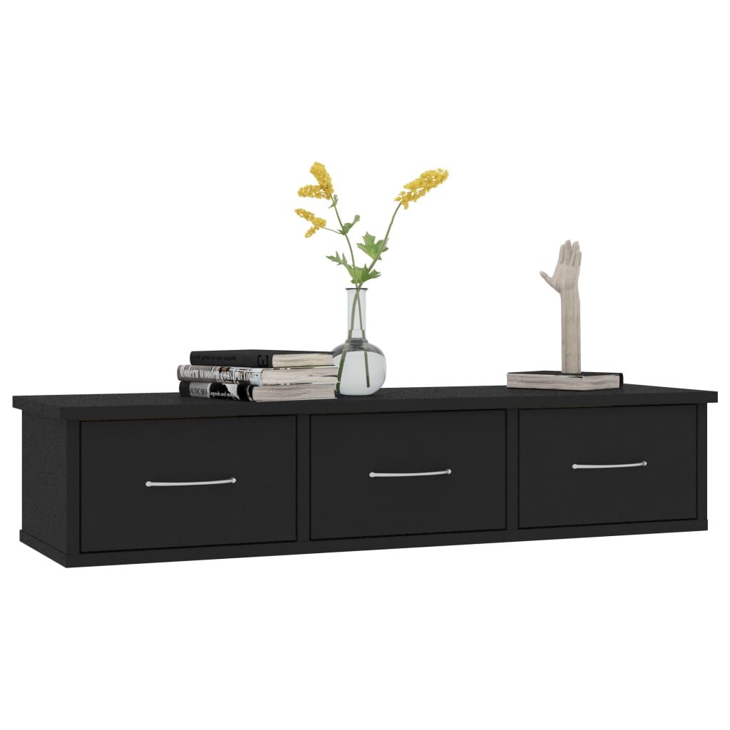 Wall-mounted Drawer Shelf Black 88x26x18.5 cm Chipboard- Wall Shelves & Ledges - HomeShopIreland - Home Shop Ireland - Wall Shelves & Ledges - Wall-mounted Drawer Shelf Black 88x26x18.5 cm Chipboard